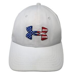 Under Armour Freedom Fitted Hat White Medium Embroidered Logo Stretch